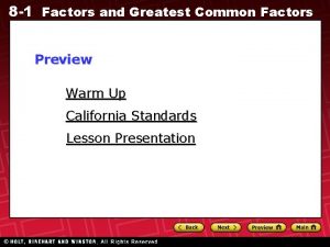 8 1 Factors and Greatest Common Factors Preview