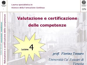 Laurea specialistica in Valutazione e certificazione delle competenze