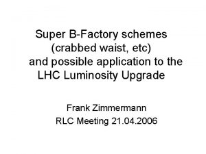 Super BFactory schemes crabbed waist etc and possible