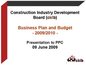 Construction Industry Development Board cidb Business Plan and