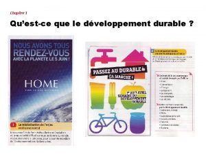 Chapitre 1 Questce que le dveloppement durable Introduction