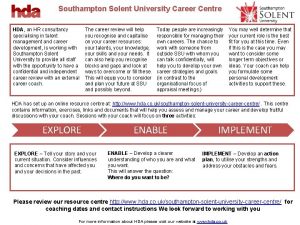 Southampton Solent University Career Centre HDA an HR