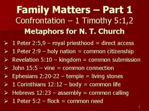 Family Matters Part 1 Confrontation 1 Timothy 5