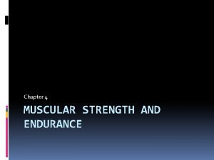 Chapter 4 MUSCULAR STRENGTH AND ENDURANCE Muscle Physiology