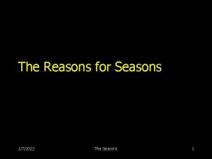 The Reasons for Seasons 172022 The Seasons 1