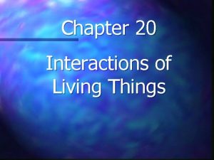 Chapter 20 Interactions of Living Things Environment Living