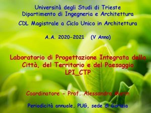 Universit degli Studi di Trieste Dipartimento di Ingegneria