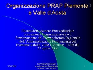 All 1 Organizzazione PRAP Piemonte e Valle dAosta