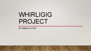 WHIRLIGIG PROJECT BY ISABELLE ATTAR WHAT ARE THE