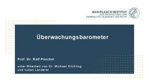 berwachungsbarometer Prof Dr Ralf Poscher unter Mitarbeit von