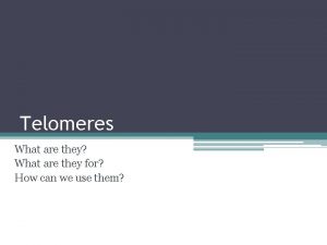 Telomeres What are they What are they for