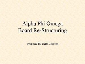 Alpha Phi Omega Board ReStructuring Proposal By Delta