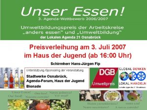 der Lokalen Agenda 21 Osnabrck Preisverleihung am 3