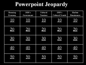 Powerpoint Jeopardy Booming Economy 1920s Government Cultural Tensions