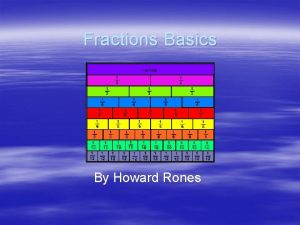 Fractions Basics By Howard Rones Numerator and Denominator