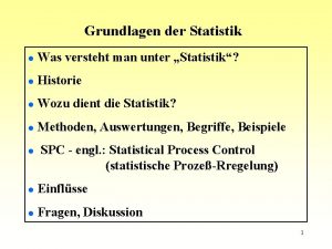 Grundlagen der Statistik l Was versteht man unter