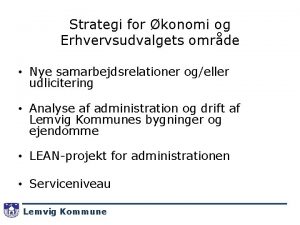 Strategi for konomi og Erhvervsudvalgets omrde Nye samarbejdsrelationer