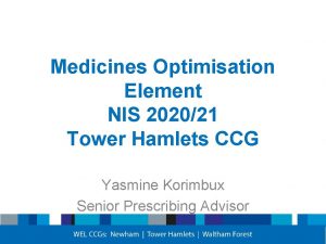 Medicines Optimisation Element NIS 202021 Tower Hamlets CCG