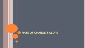 RATE OF CHANGE SLOPE RATE OF CHANGE SLOPE