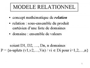 MODELE RELATIONNEL concept mathmatique de relation relation sousensemble