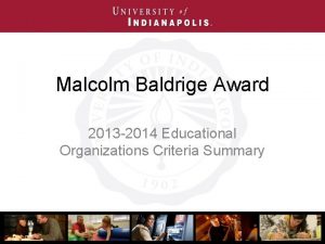 Malcolm Baldrige Award 2013 2014 Educational Organizations Criteria