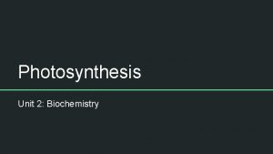 Photosynthesis Unit 2 Biochemistry Key Questions Write these