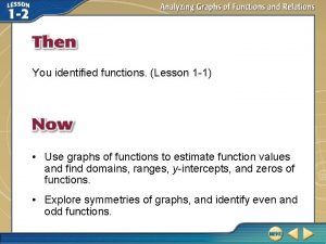 You identified functions Lesson 1 1 Use graphs