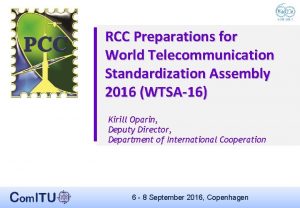 RCC Preparations for World Telecommunication Standardization Assembly 2016