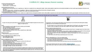 St Wilfrids RC College January Remote Learning Key