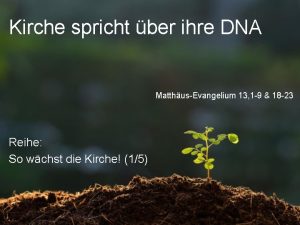 Kirche spricht ber ihre DNA MatthusEvangelium 13 1