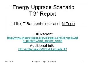 Energy Upgrade Scenario TG Report L Lilje T