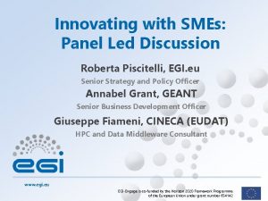 Innovating with SMEs Panel Led Discussion Roberta Piscitelli