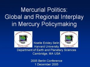 Mercurial Politics Global and Regional Interplay in Mercury