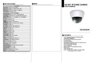 SPECIFICATIONS SDIDD 222 IR Signal Format NTSCPAL Selectable