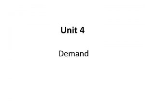 Unit 4 Demand Microeconomics part of economics that