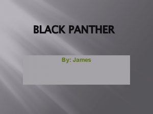 BLACK PANTHER By James Information Endangered Panther pantherus