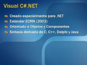 Visual C NET Creado especialmente para NET Estndar