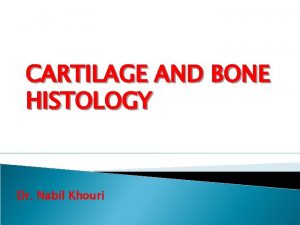 CARTILAGE AND BONE HISTOLOGY Dr Nabil Khouri The
