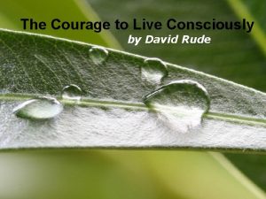 The Courage to Live Consciously by David Rude