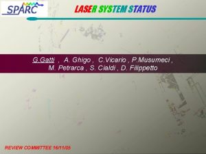 LASER SYSTEM STATUS G Gatti A Ghigo C