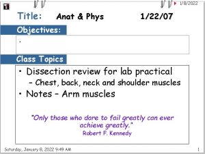 182022 Title Anat Phys 12207 Objectives Class Topics