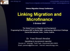 www afrology com Linking Migration and Microfinance Global