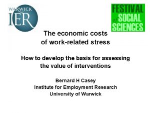 The economic costs of workrelated stress How to