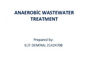 ANAEROBC WASTEWATER TREATMENT Prepared by ELF DEMRAL 21424708