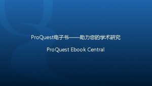 Pro Quest Pro Quest Ebook Central https ebookcentral