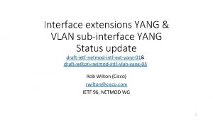 Interface extensions YANG VLAN subinterface YANG Status update