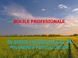 BOLILE PROFESIONALE N SFERA PRODUCTIV I N FOLOSIREA