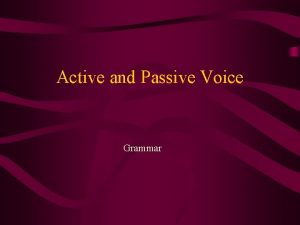 Active and Passive Voice Grammar Defining Voice Voice
