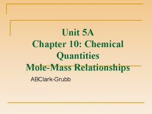 Unit 5 A Chapter 10 Chemical Quantities MoleMass