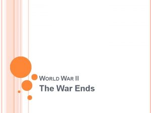 WORLD WAR II The War Ends AFTERMATH OF
